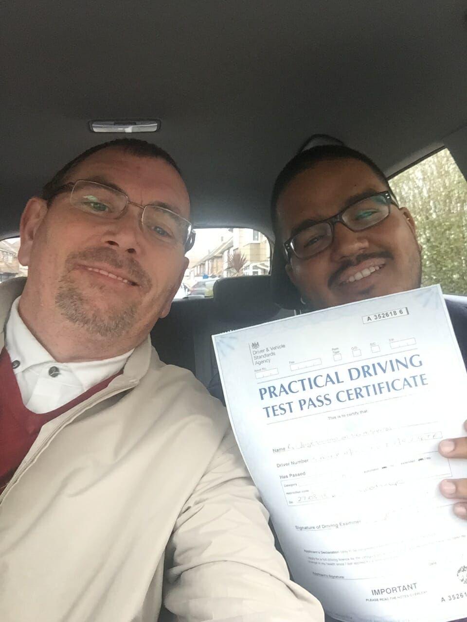 UK driving licence pass certificate — official record